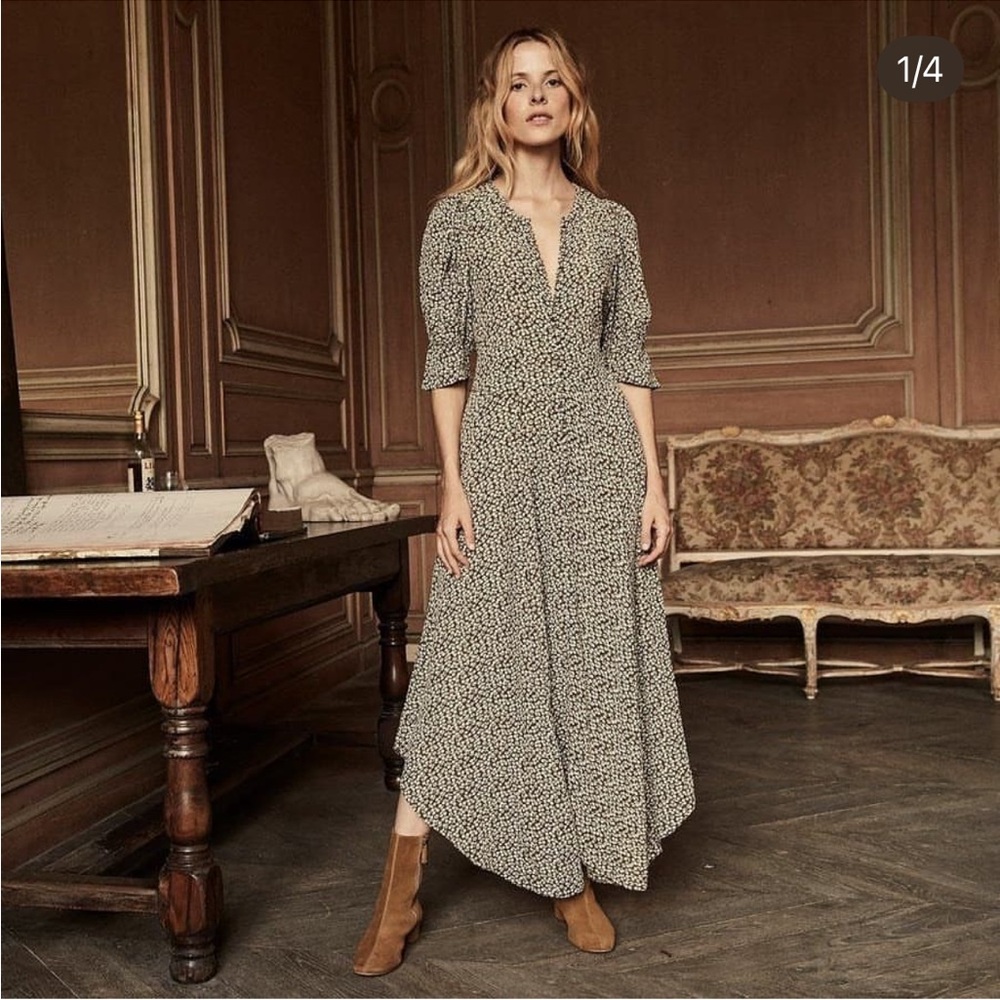 DÔEN Laurel dress, EUC, Olive Cherry Willow, XS